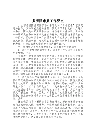 共青团市委工作要点