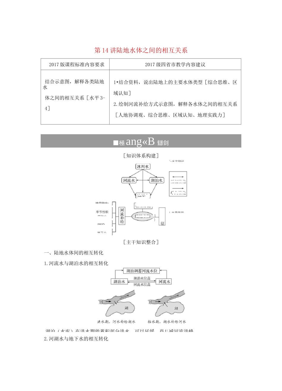 (四川专用)2020版高考地理第四单元地球上的水第14讲陆地水体之间的相互关系教案新人教版_第1页