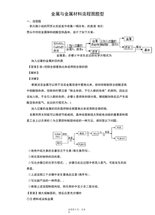 金属与金属材料流程图题型(人教版初中化学)
