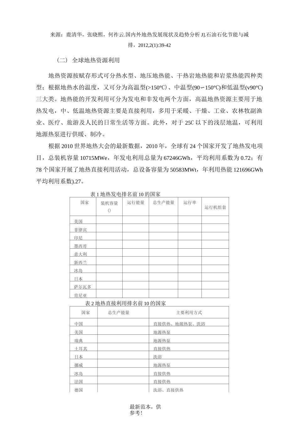 国内外地热能开发及利用现状介绍_第2页