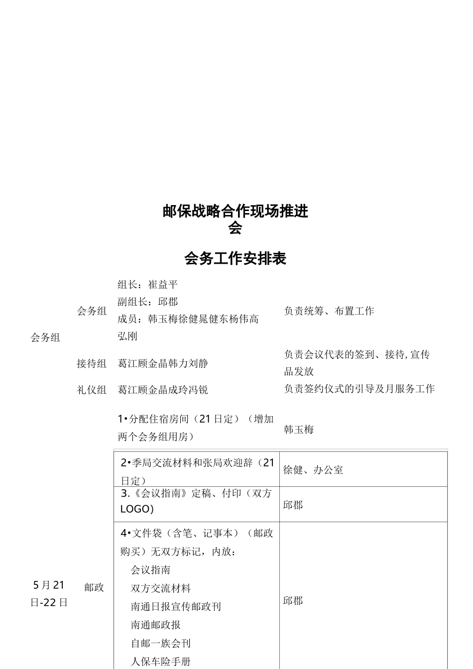 会务工作安排表_第2页