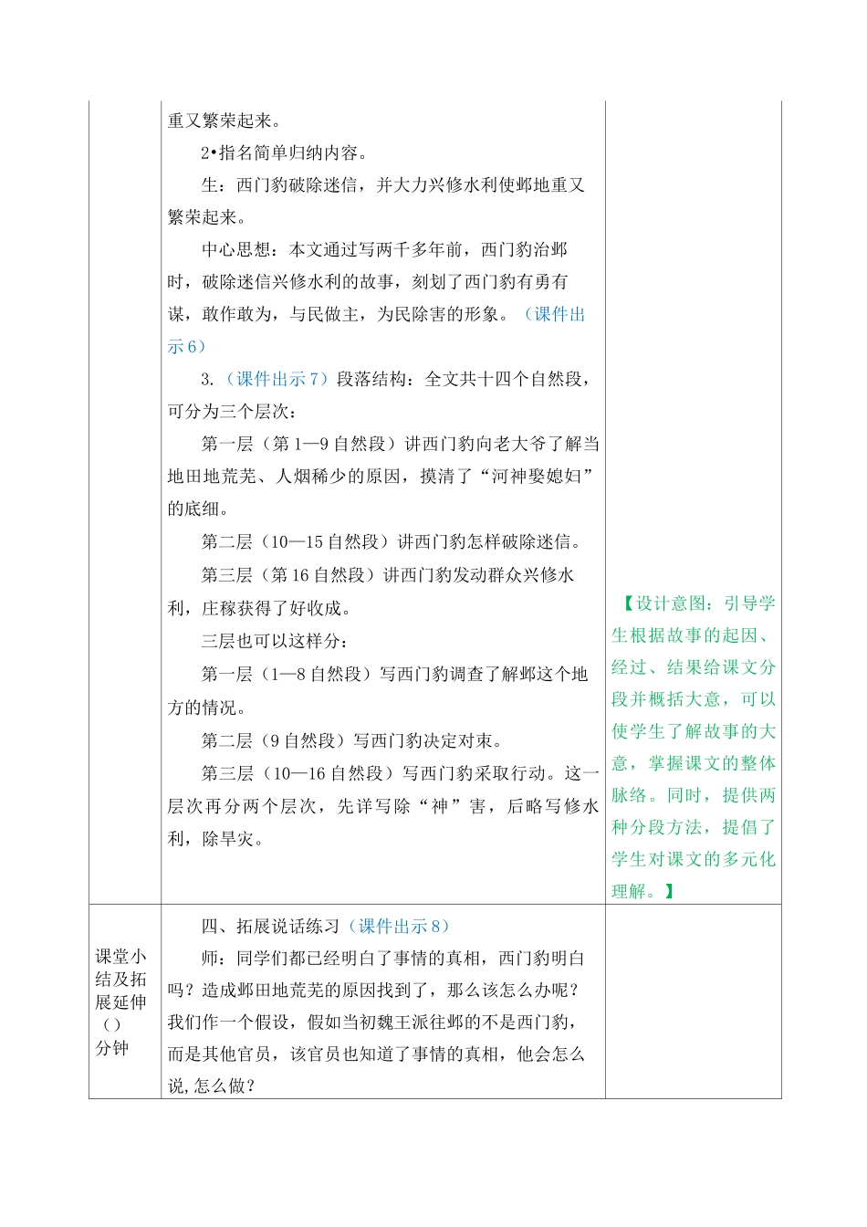部编人教版四年级语文上册第26课《西门豹治邺》教学设计含教学反思和作业设计_第3页