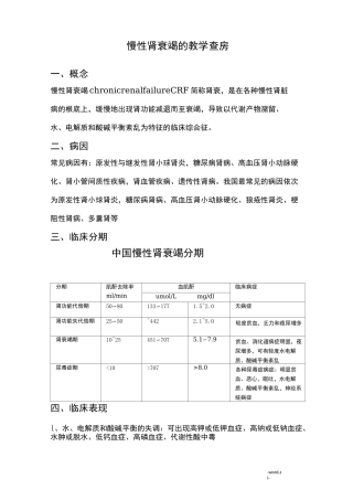 慢性肾衰竭病人的护理及相关知识