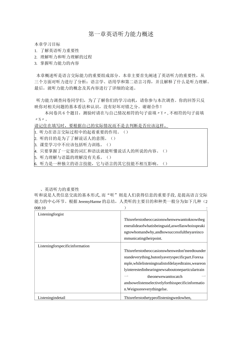 英语听力及其能力概述_第1页