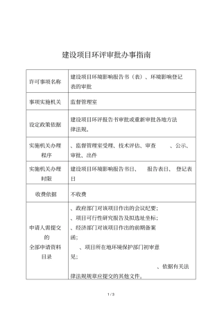 建设项目环评审批办事指引