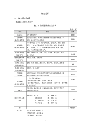 开一家花店的-商业计划书之财务分析部分