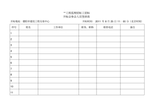 开标记录表资料