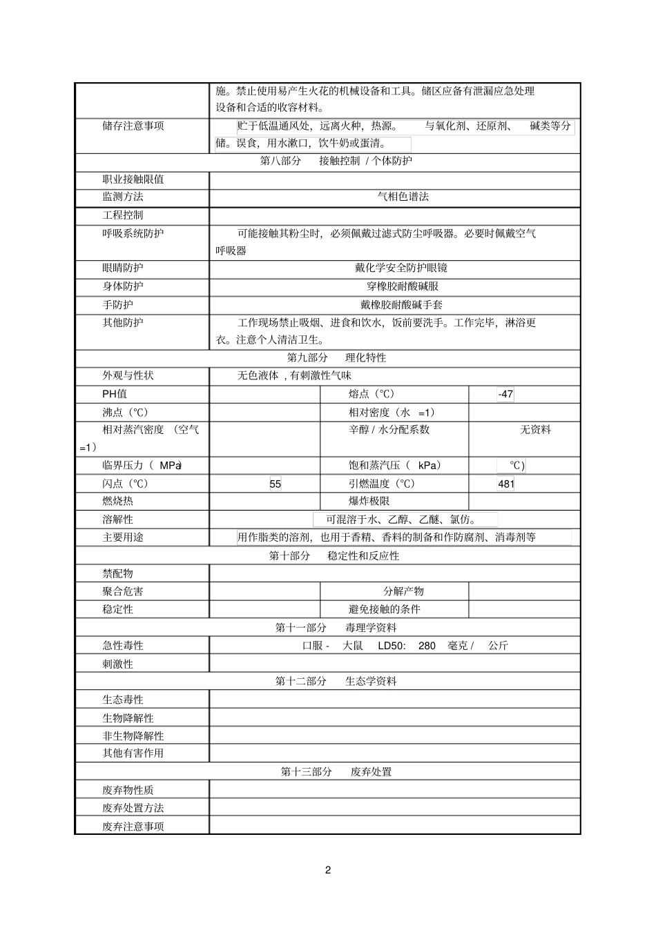 异丁酸理化性质及危险特性_第2页