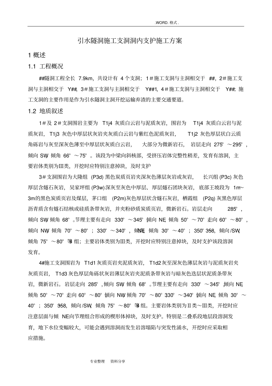 引水隧洞洞内支护施工组织方案_第2页