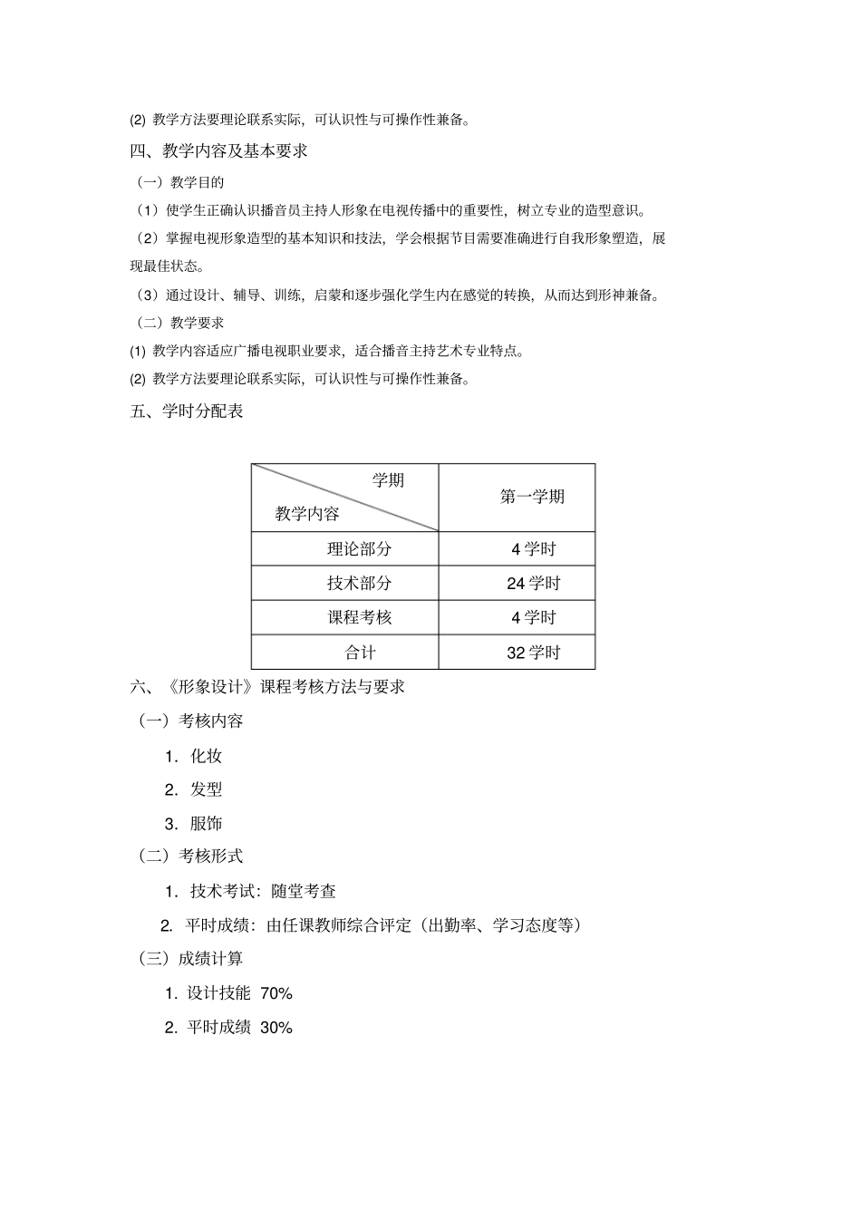 形象设计课程教学大纲_第2页