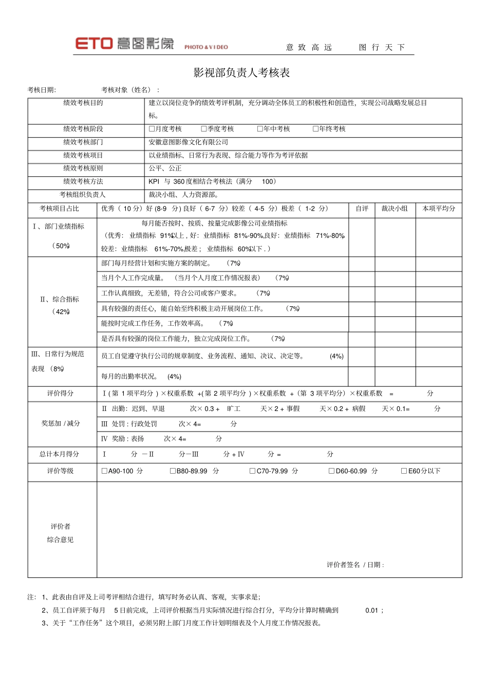 影像公司所有岗位绩效考核表_第3页