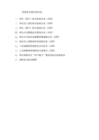 影城消防安全各类表