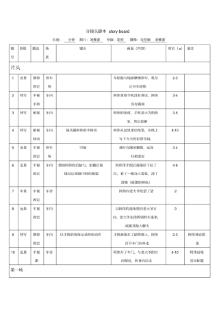 影视电视剧电影分镜头模板
