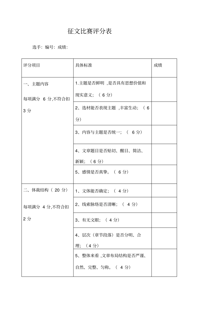 征文比赛评分表_第1页
