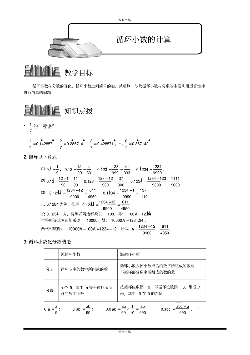 循环小数计算教师版_第1页