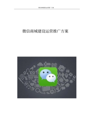 微信商城建设运营推广方案