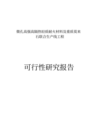 微孔高强高隔热轻质耐火材料及重质莫来石联合生产线工程项目可行性研究报告