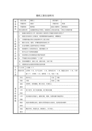 微机工职位说明书