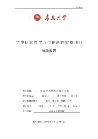 微波炉加热效应仿真分析