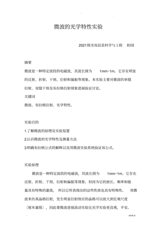 微波的光学特性试验