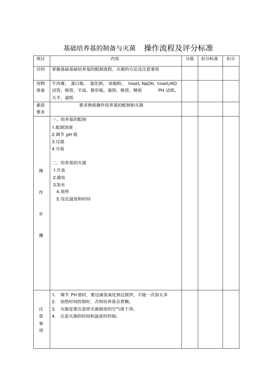 微生物学检验--操作流程及评分标准_第3页