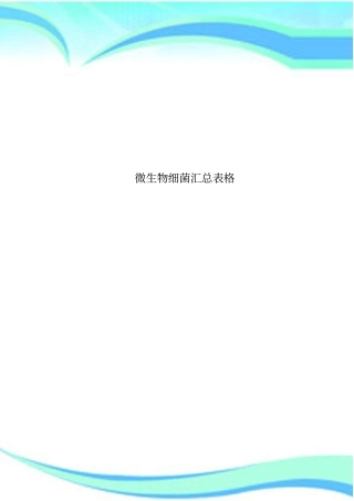 微生物细菌汇总表格