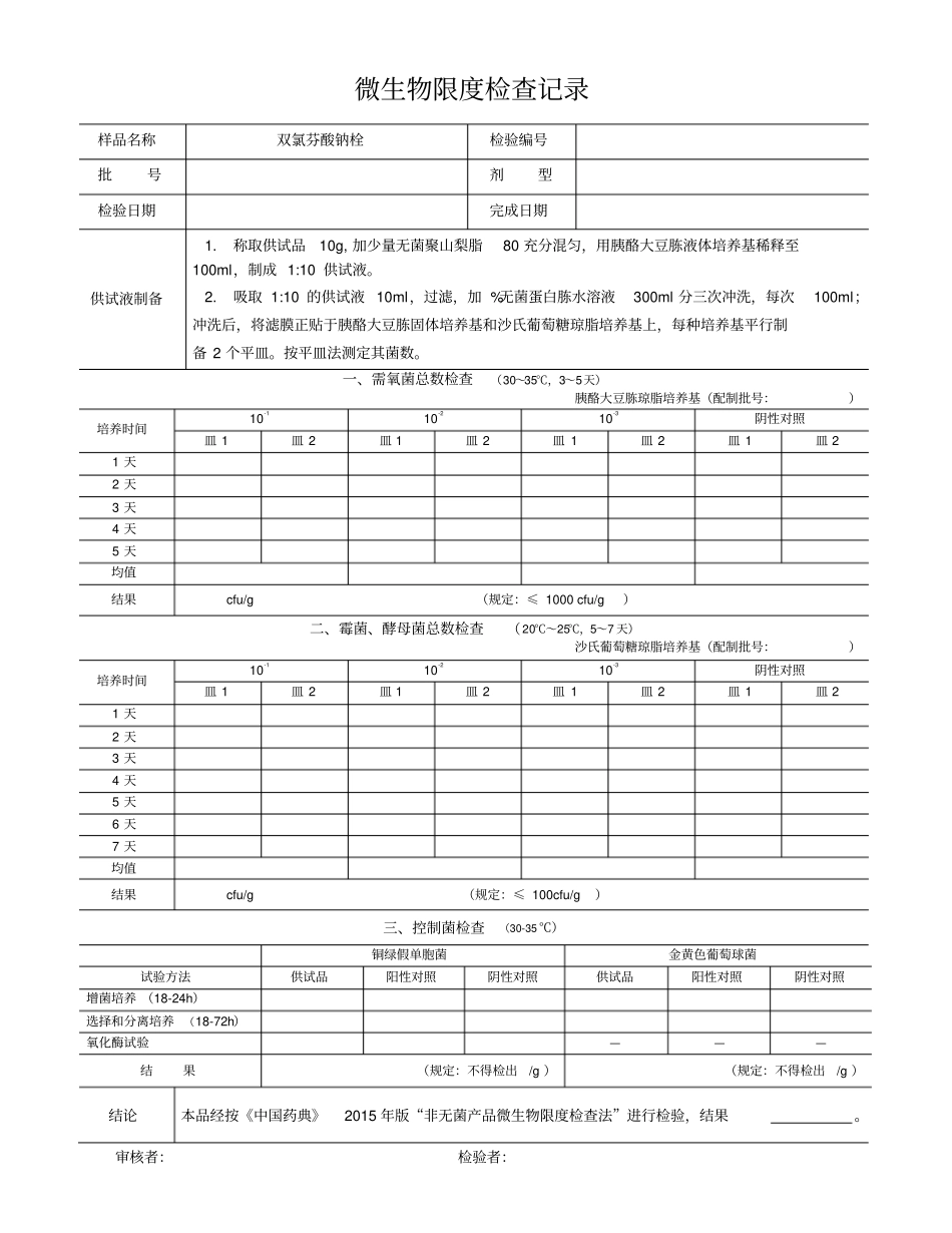 微生物限度检查记录_第2页