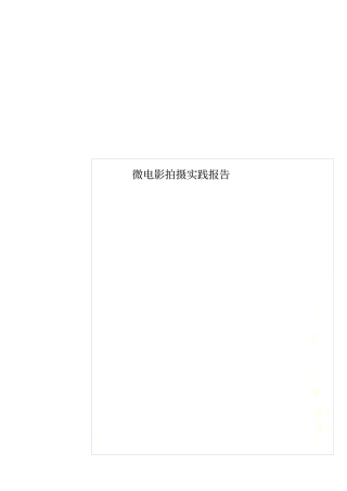 微电影拍摄实践报告