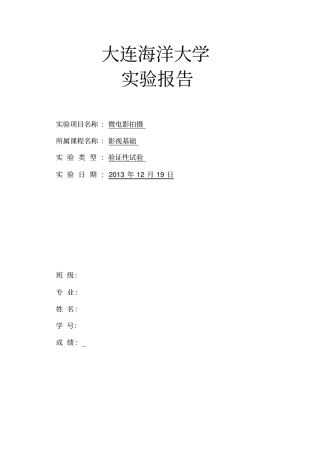 微电影拍摄实践报告概述