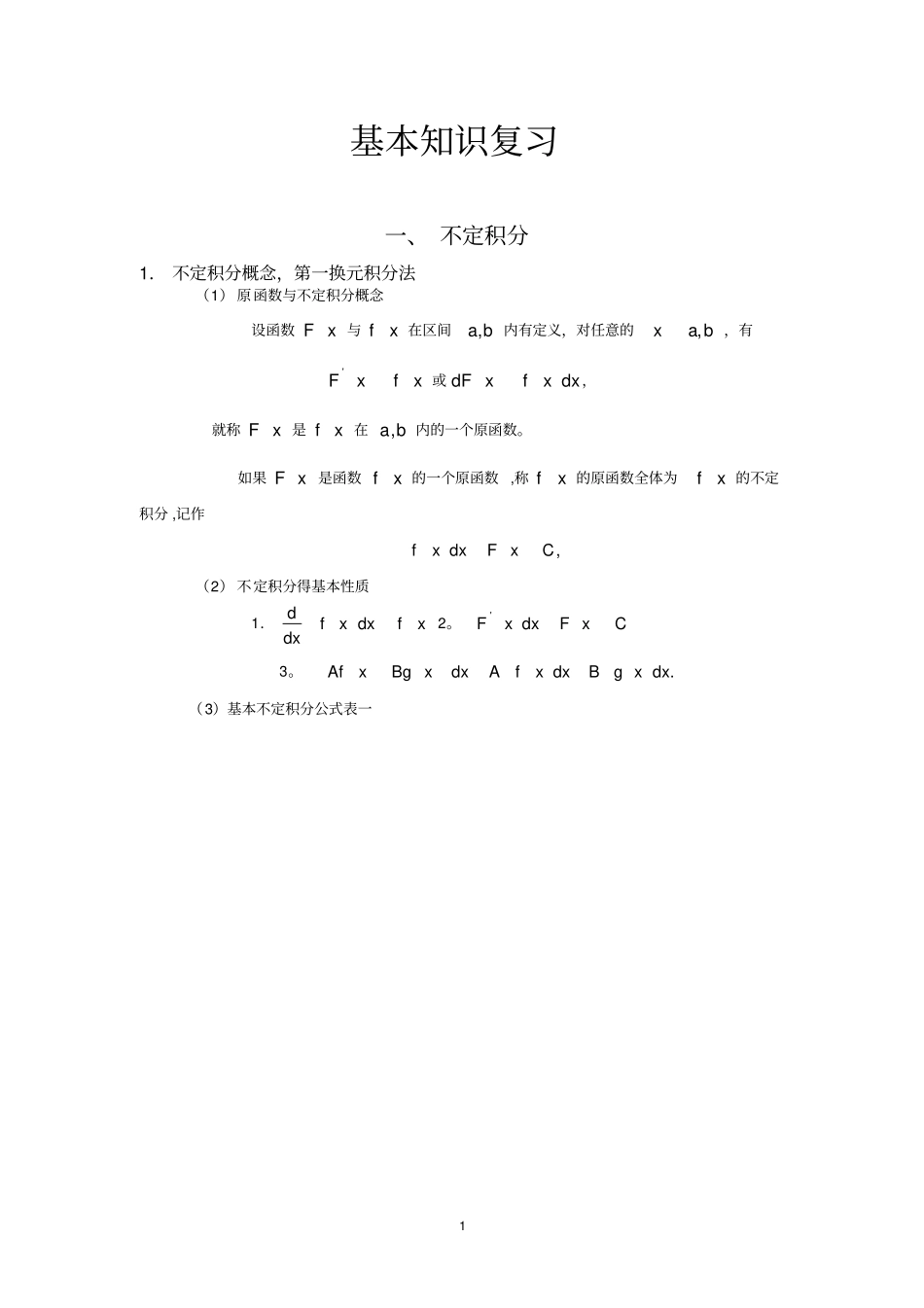 微积分复习资料_第1页