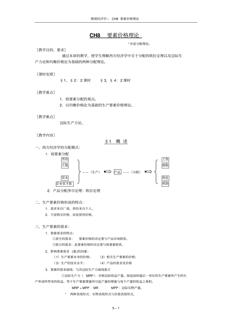 微经CH8-要素价格理论_第1页