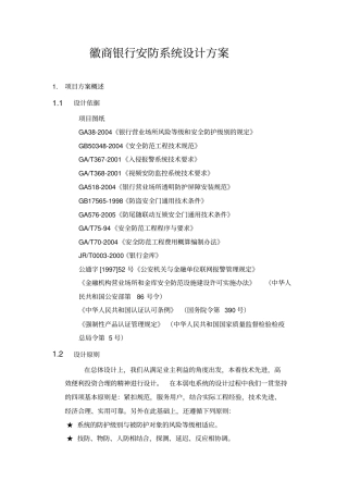 徽商银行安防系统设计方案