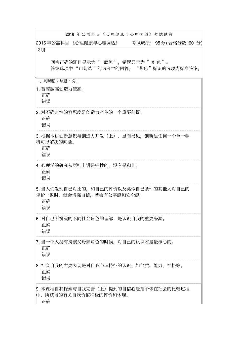 心理健康与心理调适试题及答案汇总_第1页