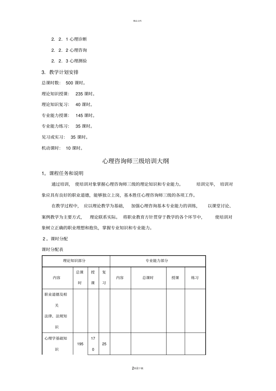 心理咨询师三级培训计划与大纲_第2页