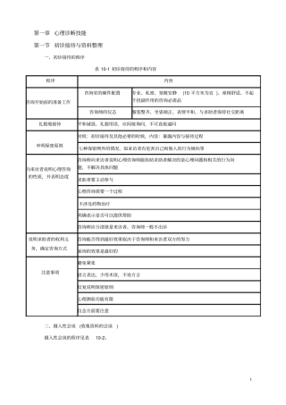 心理咨询师三级技能知识点表格--孙俊芳资料