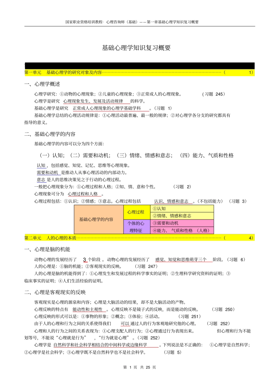 心理咨询师基础心理学知识复习概要_第1页