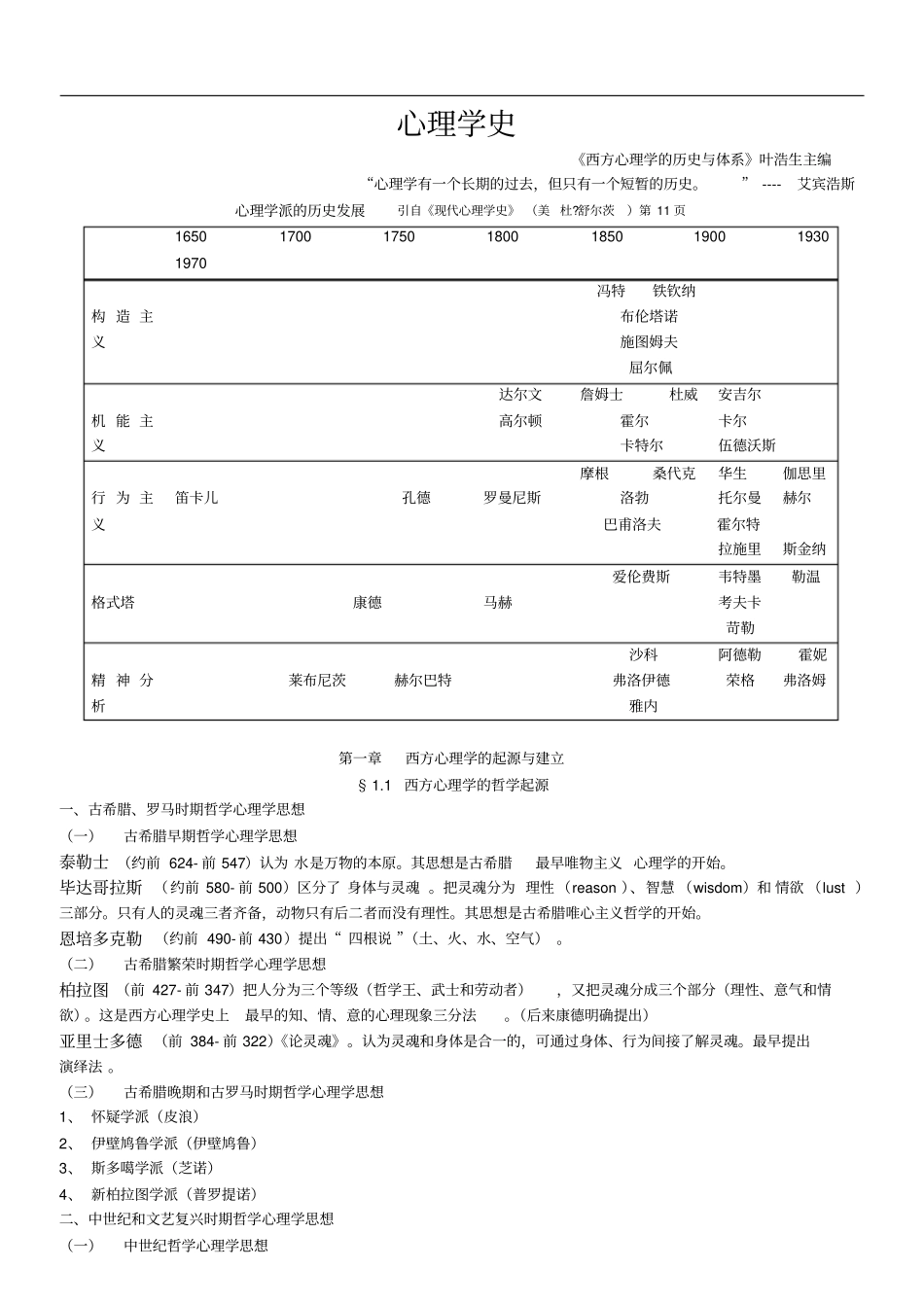 心理学史笔记叶浩生复习_第1页