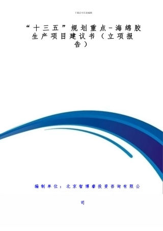 “十三五”规划重点-海绵胶生产项目建议书