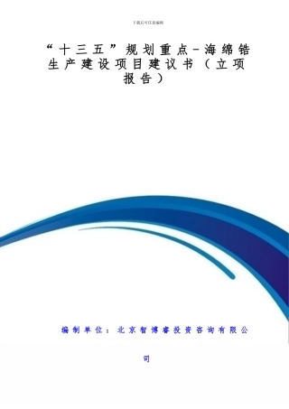 “十三五”规划重点-海绵锆生产建设项目建议书