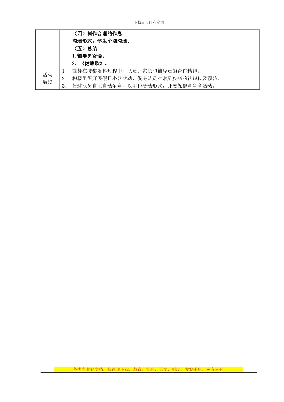 “学会自我保健-爱护身体健康”队活动课方案_第2页