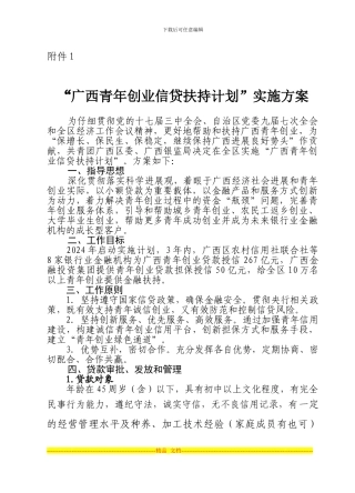 “广西青年创业信贷扶持计划”实施方案