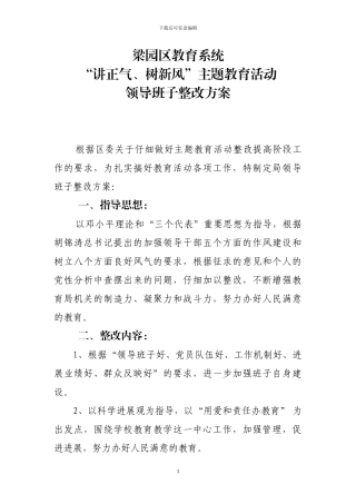 “讲正气、树新风”主题教育活动党委班子整改方案