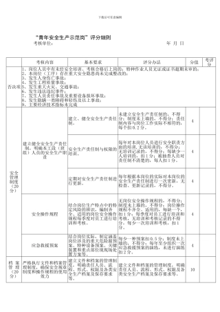 “青年安全生产示范岗”评分细则