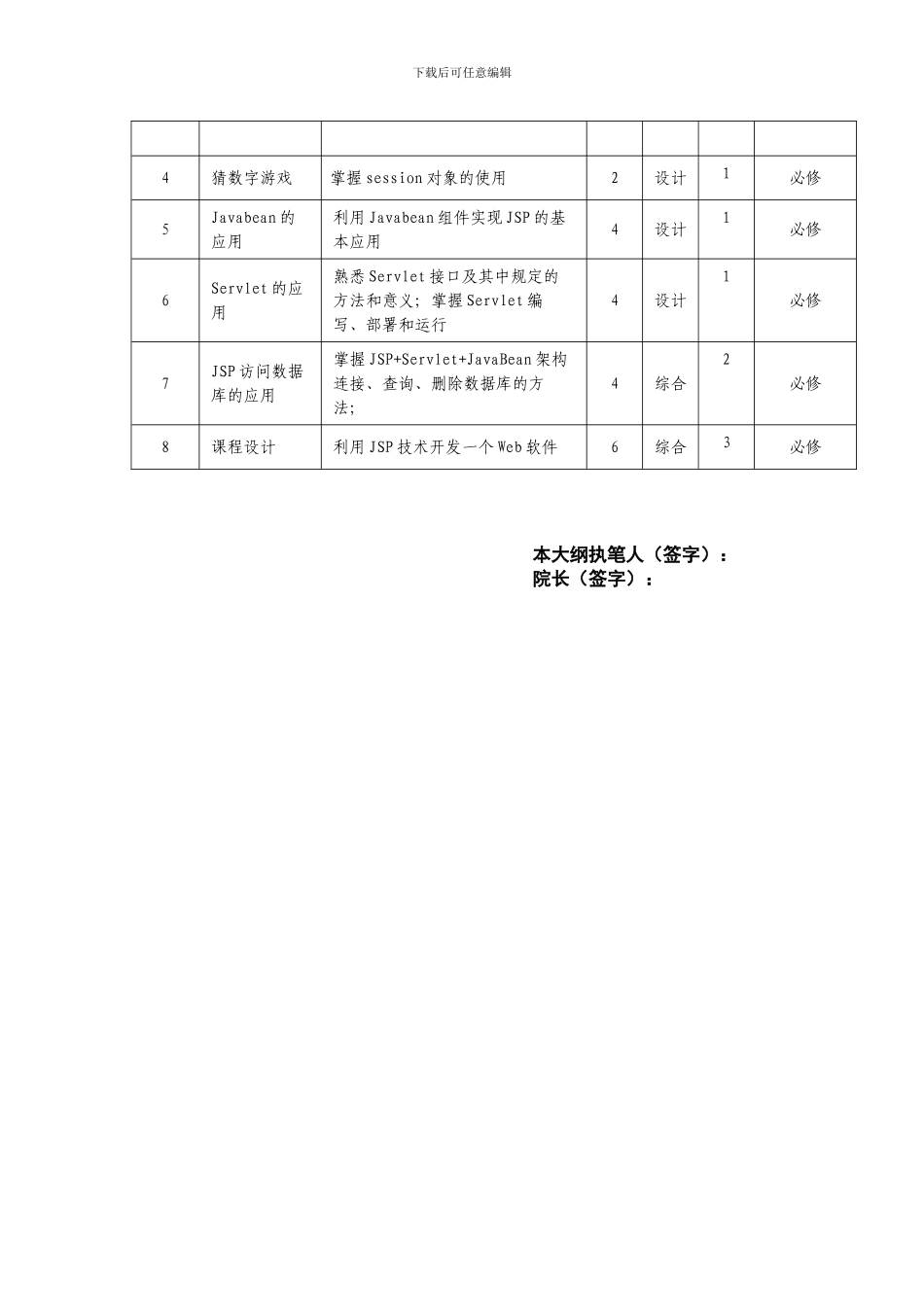 《JSP程序设计》实验教学大纲_第2页