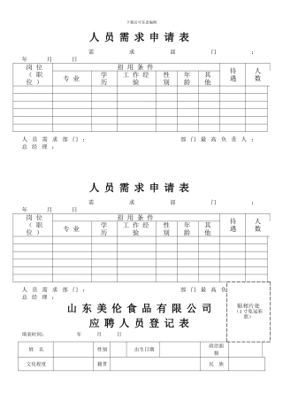 《人事管理制度》应用表格