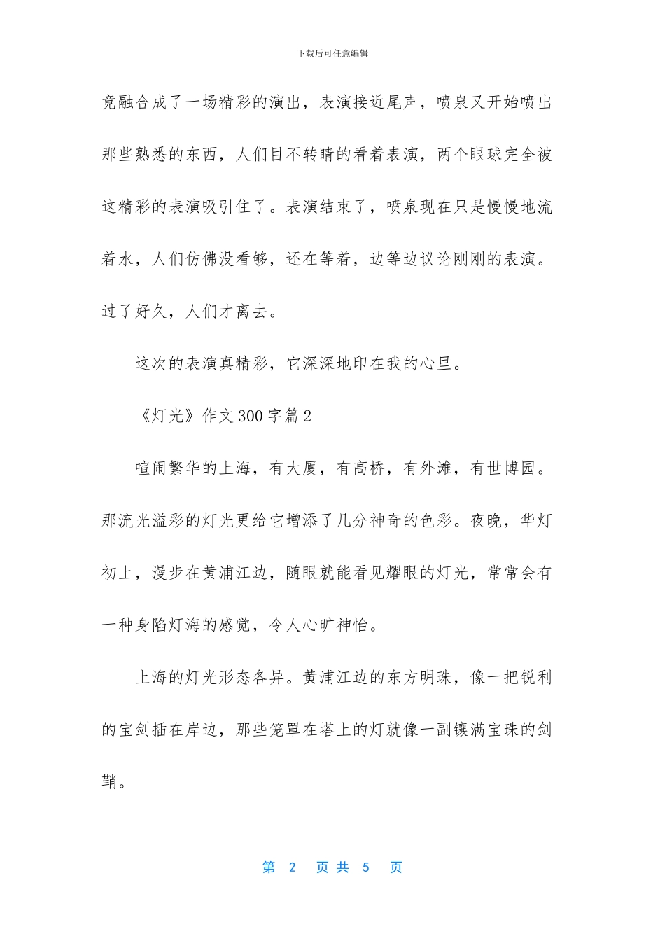 《灯光》作文300字3篇_第2页