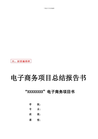 《电子商务项目设计与实施》—职业大学电子商务项目总结报告书模板