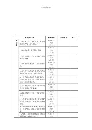 《电气一、二次设备系统安全检查表》
