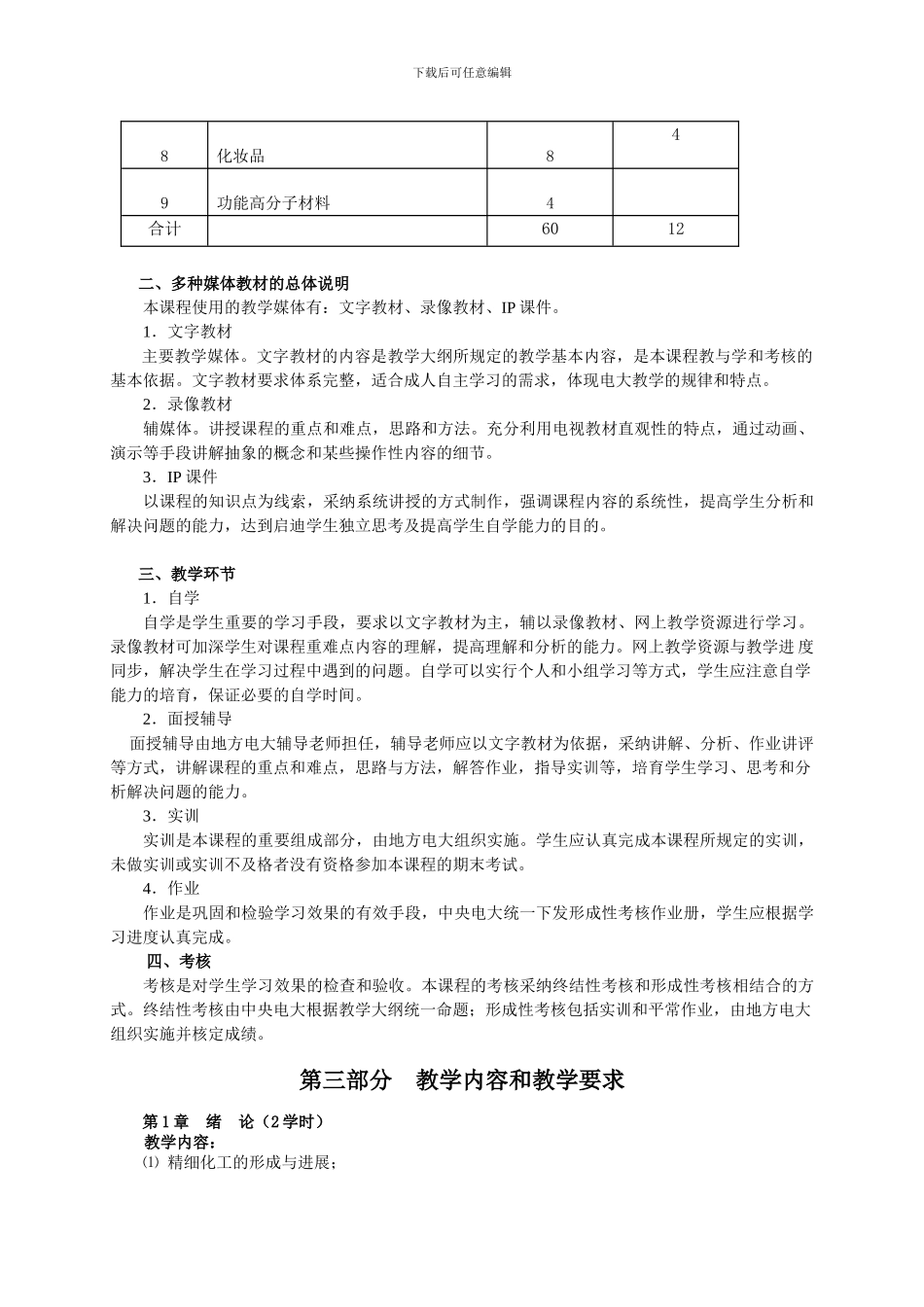 《精细化工生产技术》教学大纲_第3页