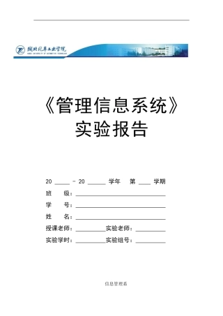 《管理信息系统》实验报告最终版要点